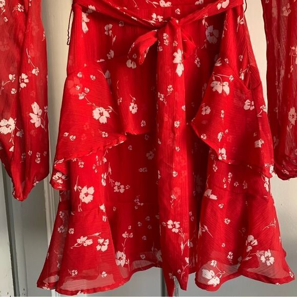 NORDSTROM RED FLORAL MINI DRESS - Picture 10 of 16